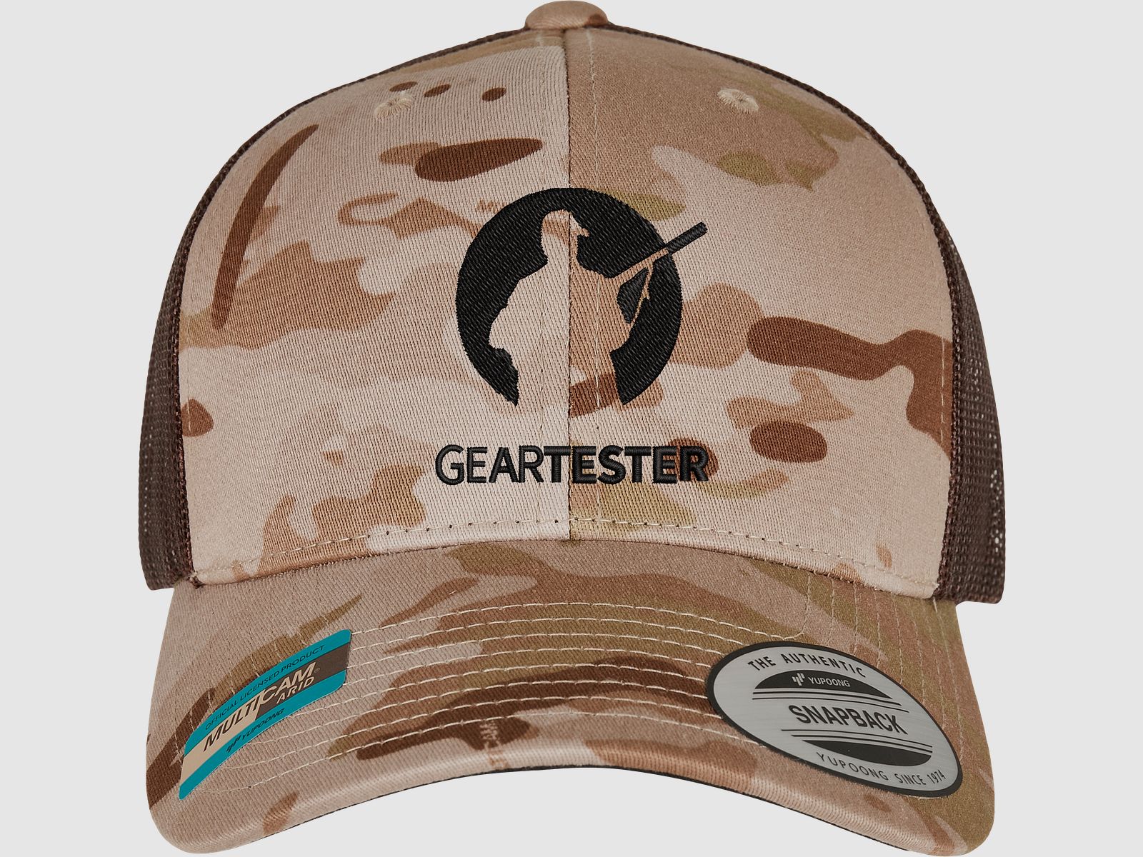 Geartester Multicam Retro Trucker-Kappe, großes Logo
