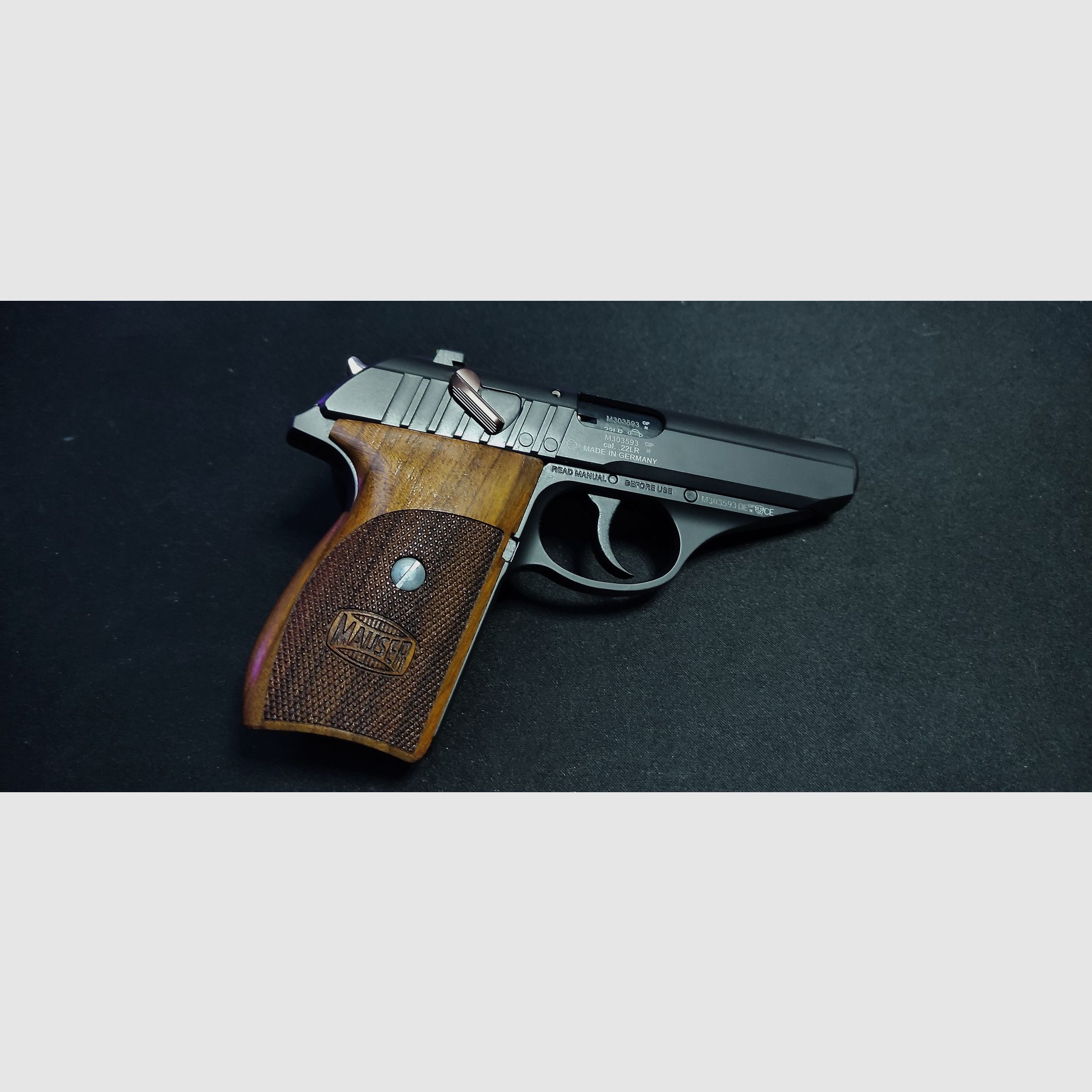 GSG Mauser HSr mit Walnuss-Holzgriffschalen .22lr HV - Selbstladepistole