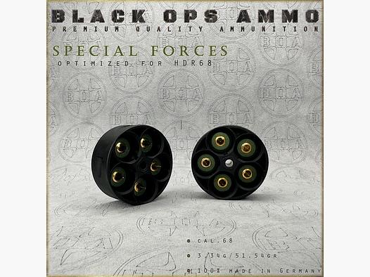 10x + 2 Special Forces BLACK OPS AMMO HDR 68 TR kal.68 Munitie T4E Umarex HDR68 TR68