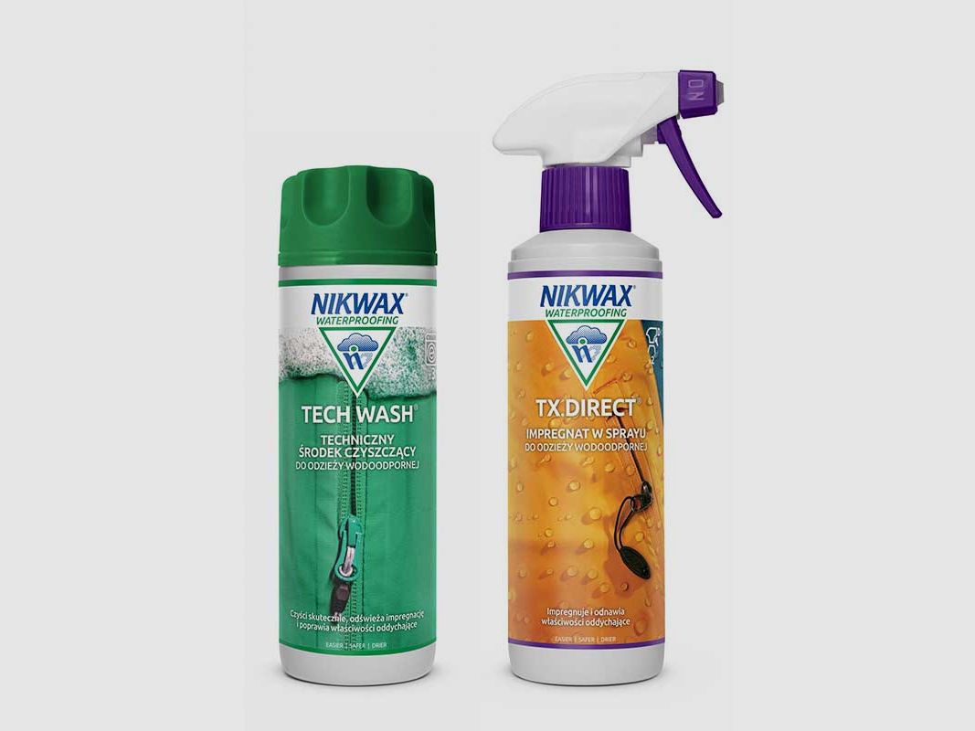 Nikwax Twin Pack para el cuidado de ropa impermeable: Tech Wash / TX.Direct Spray On 300 ml