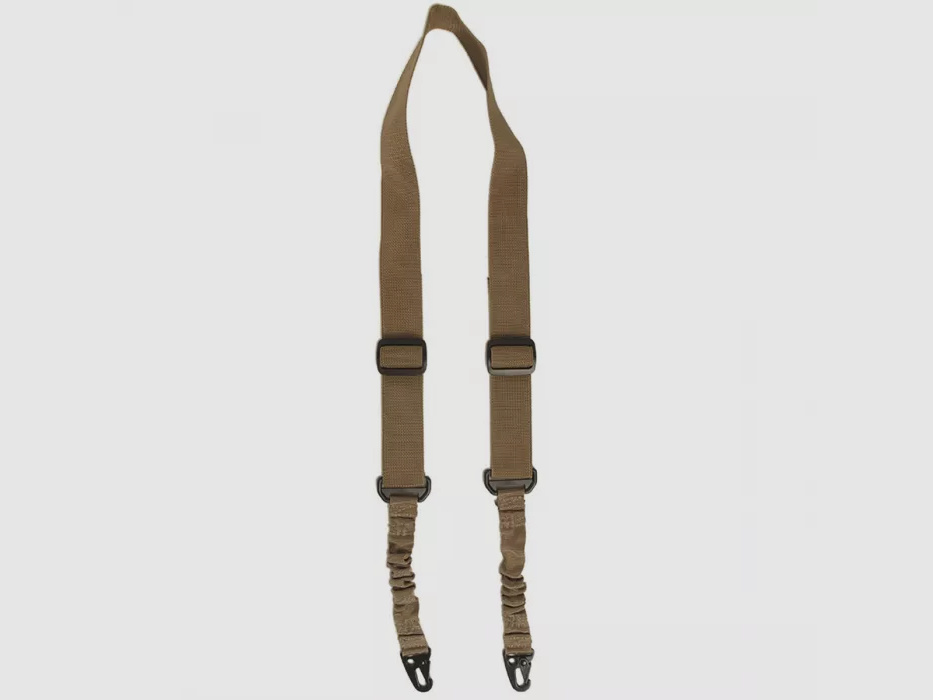 Tactical rifle sling / carrying strap with bungee (67-112cm), 2-point, coyote (beige)