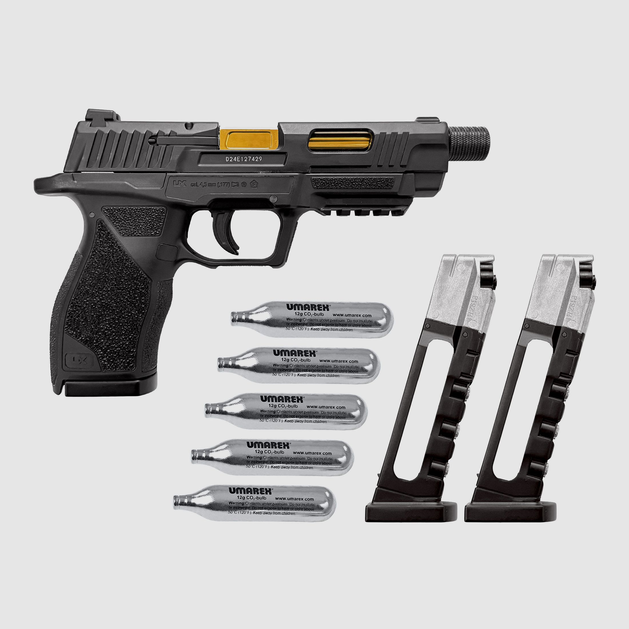 UX Umarex SA10 CO2 Pistole 4,5mm Stahl BB & Diabolo - 2 Magazine - 5 CO2-Kapseln - NEU