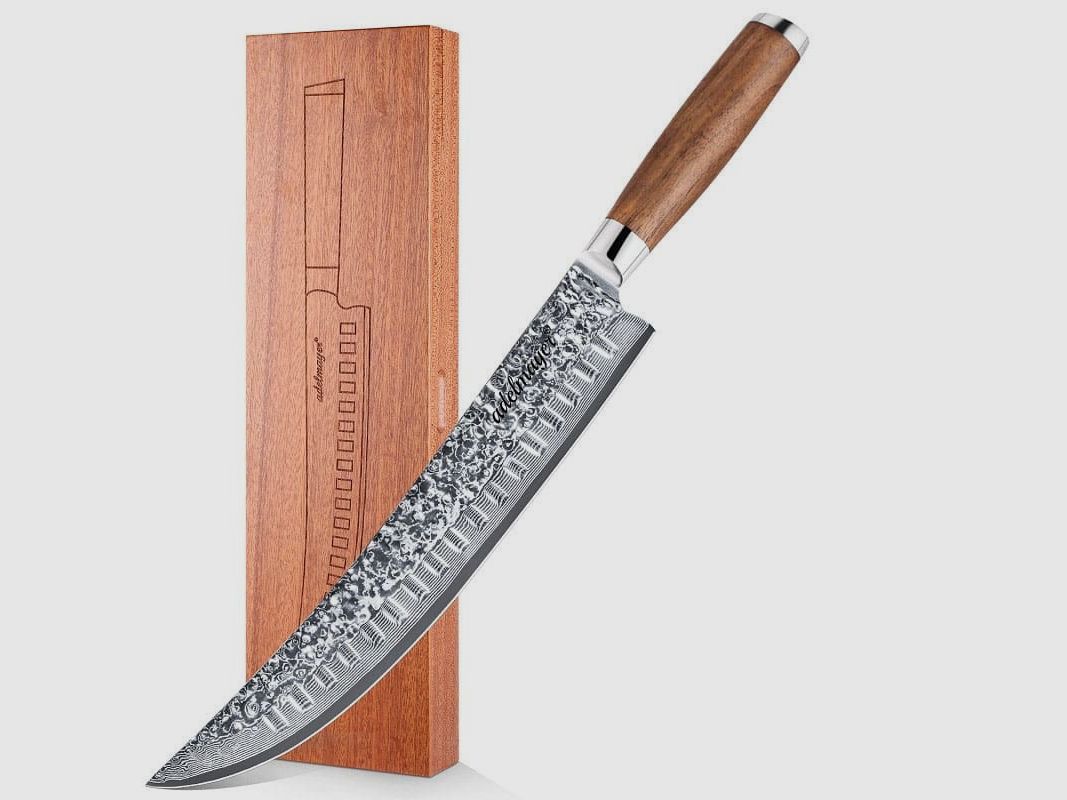 adelmayer® Damast Zerlegemesser 26 cm handgeschliffen und mit Walnussgriff