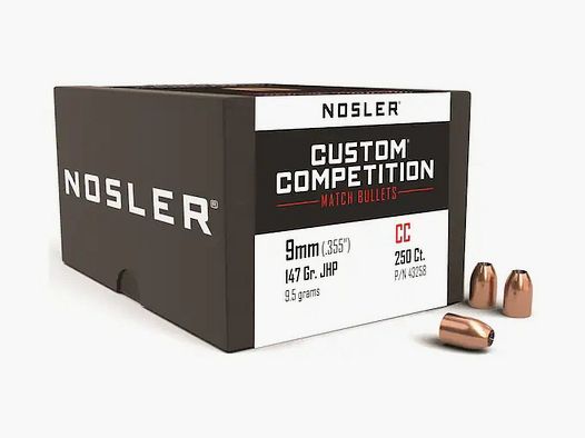 Nosler Kogel 9mm/.355 147GR Custom Competition JHP FB 250 stuks