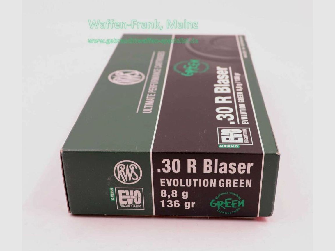 RWS (WZd.Fa.Rottweil) rifle cartridges .30R Blaser Evo Green