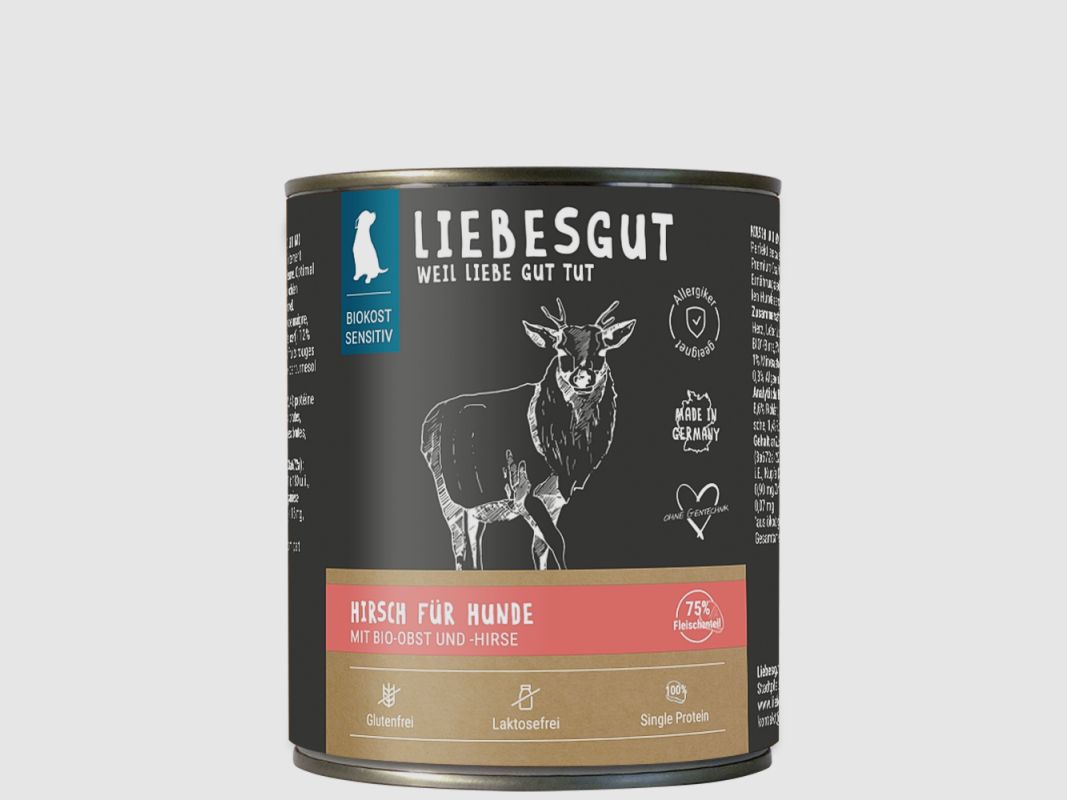 Liebesgut Hundenassfutter Hirsch mit Bio-Obst und Bio-Hirse