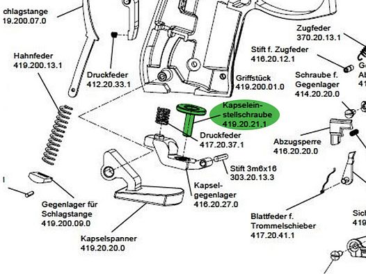 Kapseleinstellschraube fĂĽr CO2 Pistole Beretta M 92 FS, Ersatzteil