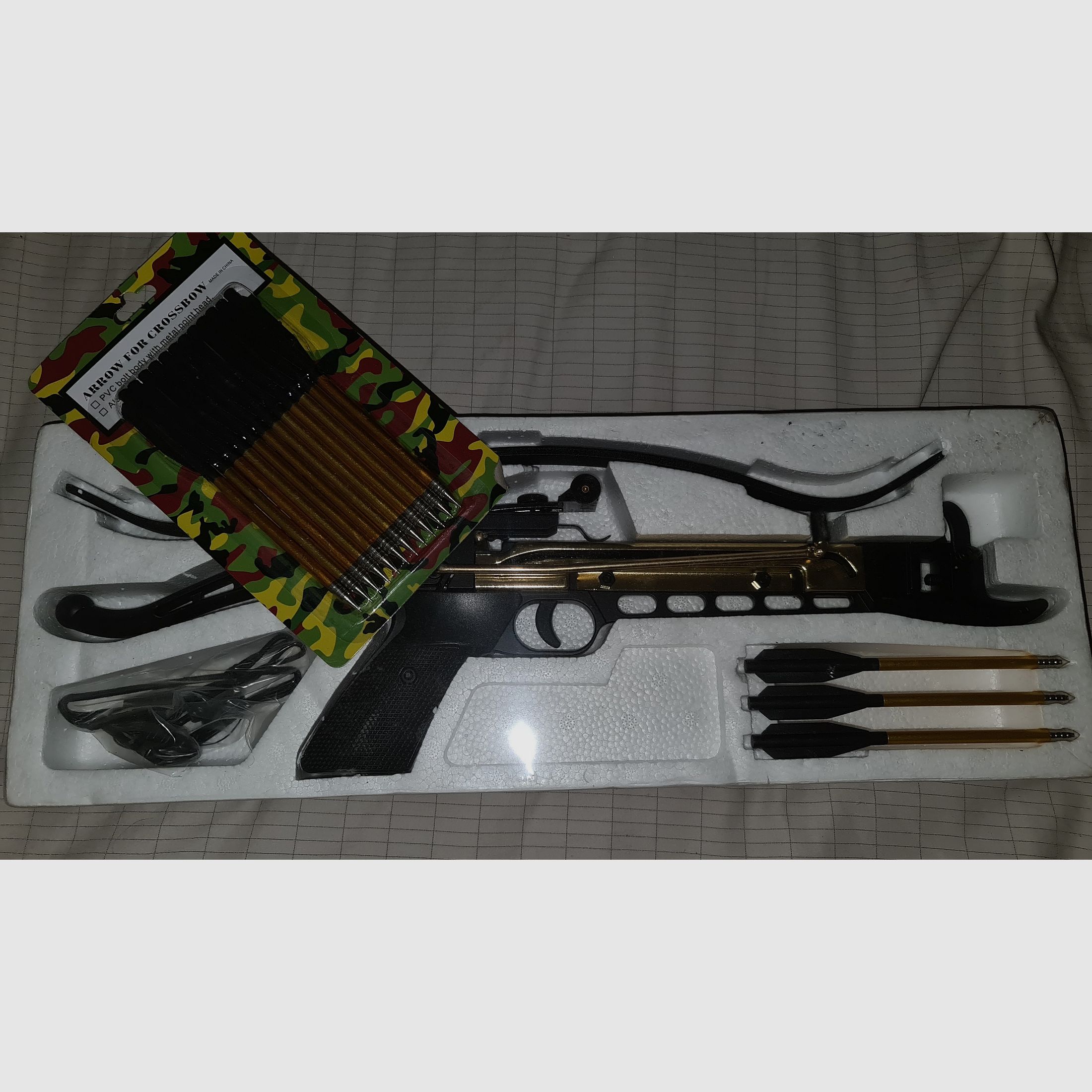 ARMBRUST SET FAUST HAND PISTOL CROSSBOW NEU + 12 ERSATZ PFEILE 