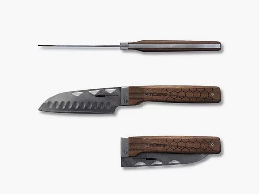 nCamp Elite Santoku-Style Food Prep Knife (Damastklinge/Walnussholzgriff) mit...