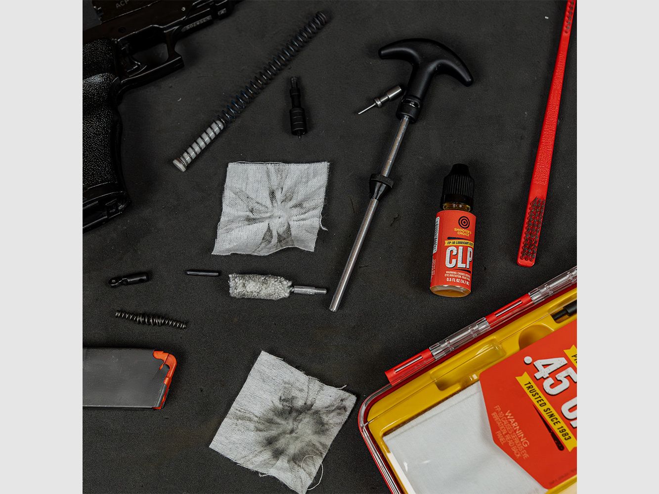 Shooter's Choice .45 cal Gun Cleaning Kit incl. FP-10 Lubricant Elite CLP (8-32) (SHF-SRK-45)