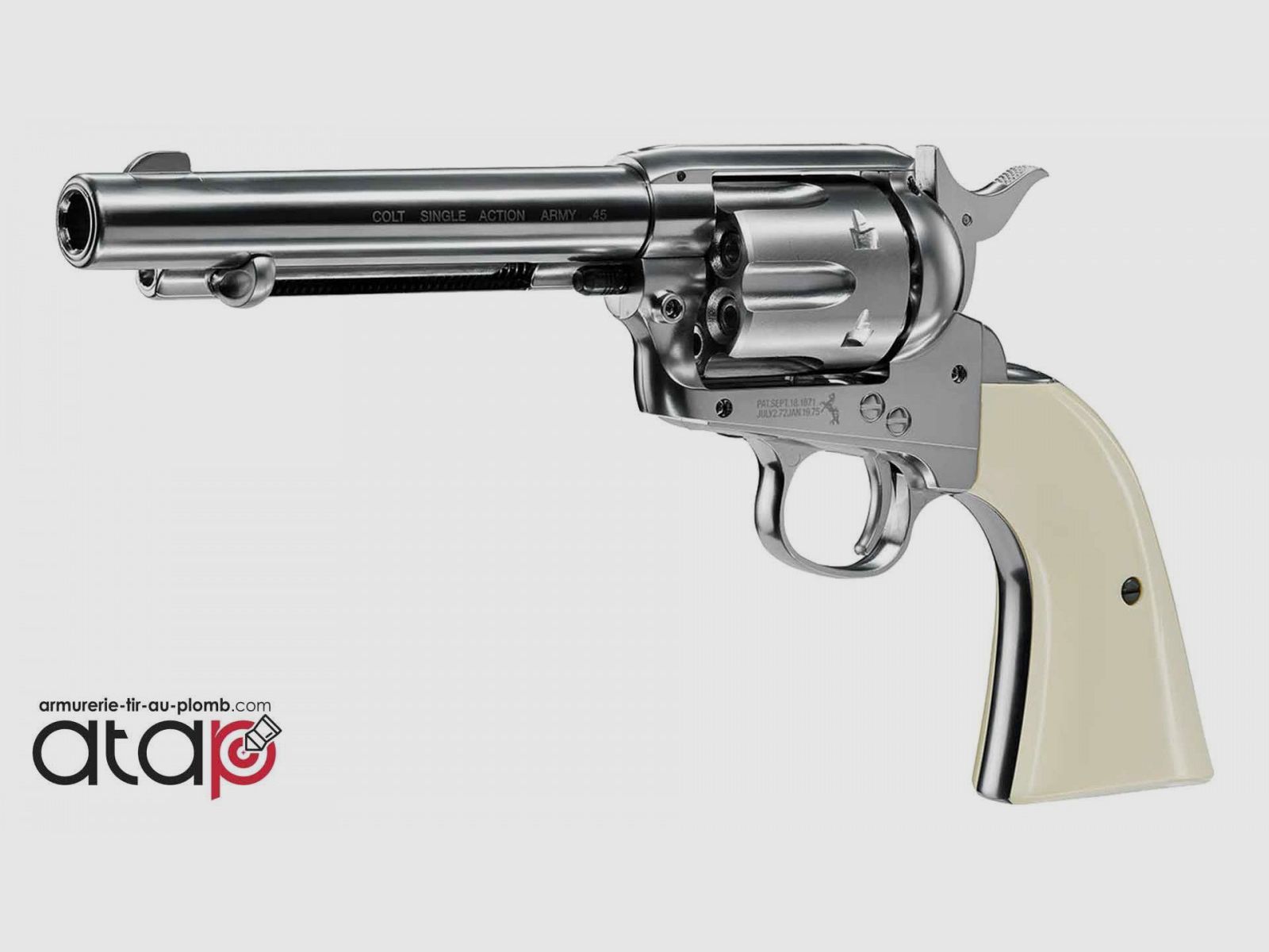 Revolver Colt SAA 45 A Palla In Acciaio Canne 5,5" Colore Nichel, immagine 3 di 3