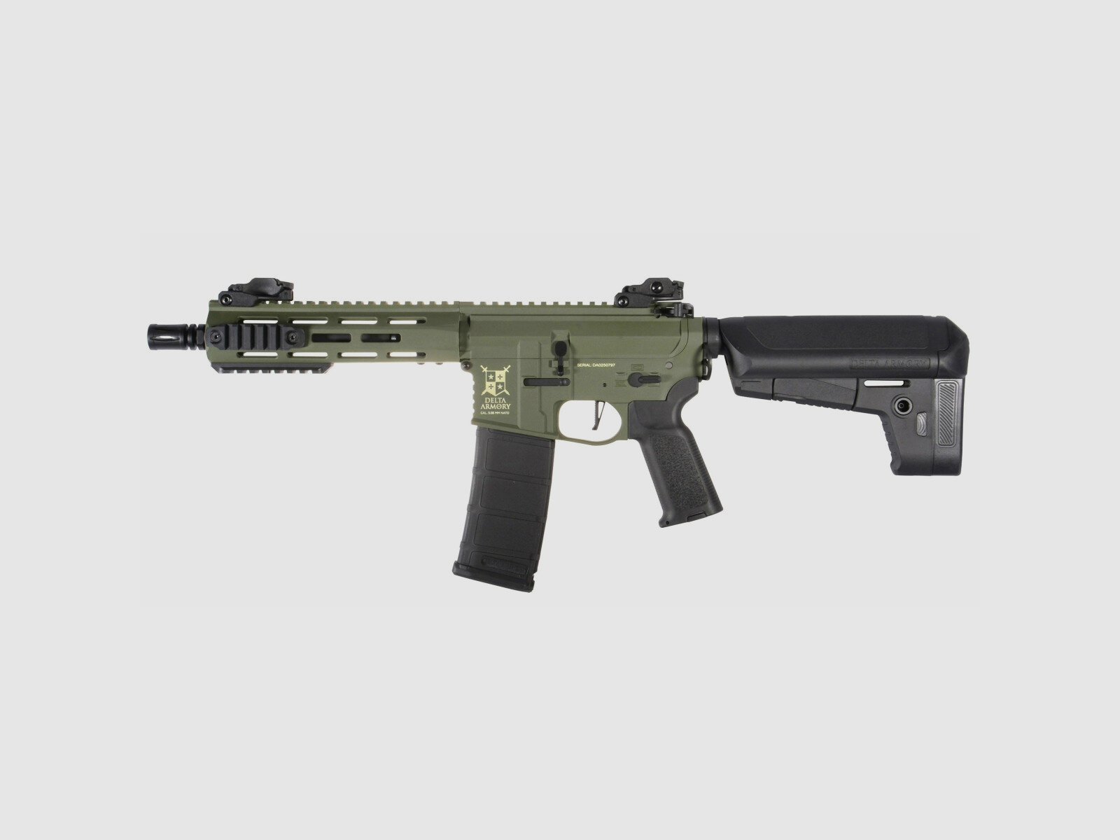 M4 AR15 M-LOK 8 Zoll CHARLIE Oliv S-AEG Airsoft Gewehr Frei ab 18 Jahren | Delta Armory