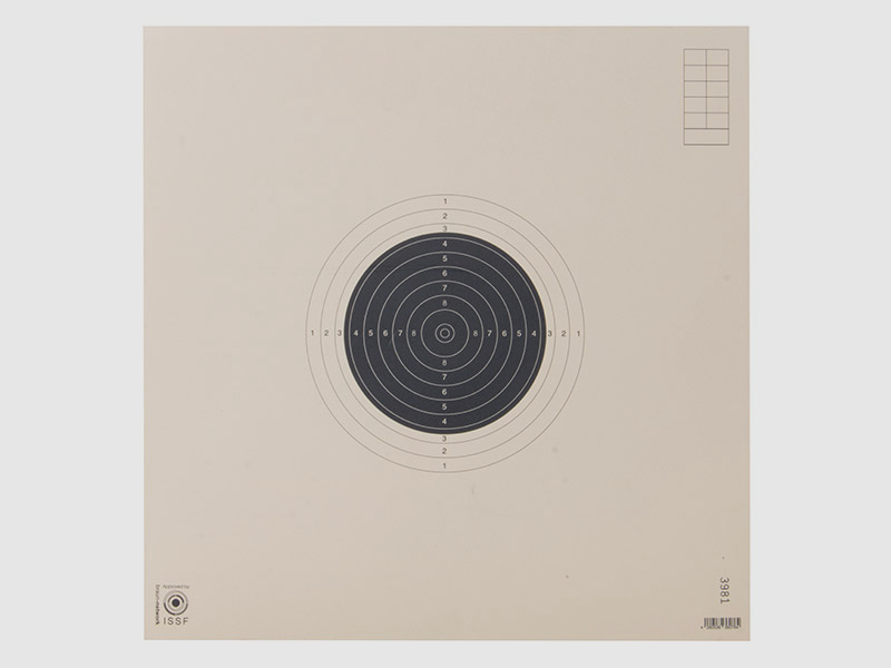 Zielscheibe Wettkampfscheibe Kleinkaliber ISSF-Standard 10er Ring 34 x 34 cm 1 StĂĽck