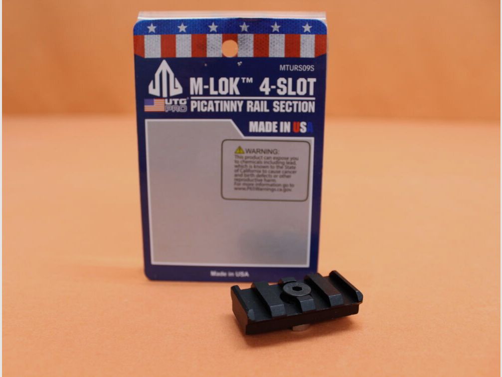 UTG - Leapers UTG PRO M-LOK Compatibile Picatinny Rail (MTURS09S) Nero 4 Slot BL=40mm Rotaia Picatinny