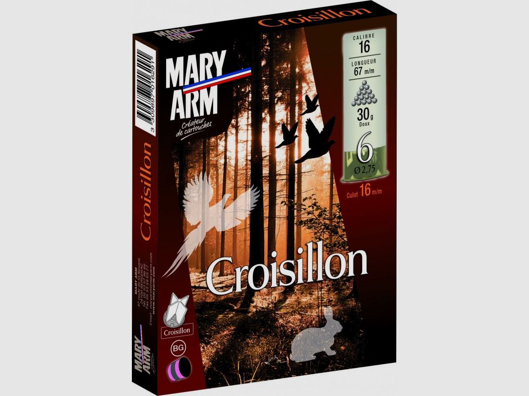 Box mit 10 Patronen Mary Arm Croisillon Kaliber 16 - 34GR - BG - PB 6, Bild 1 von 2