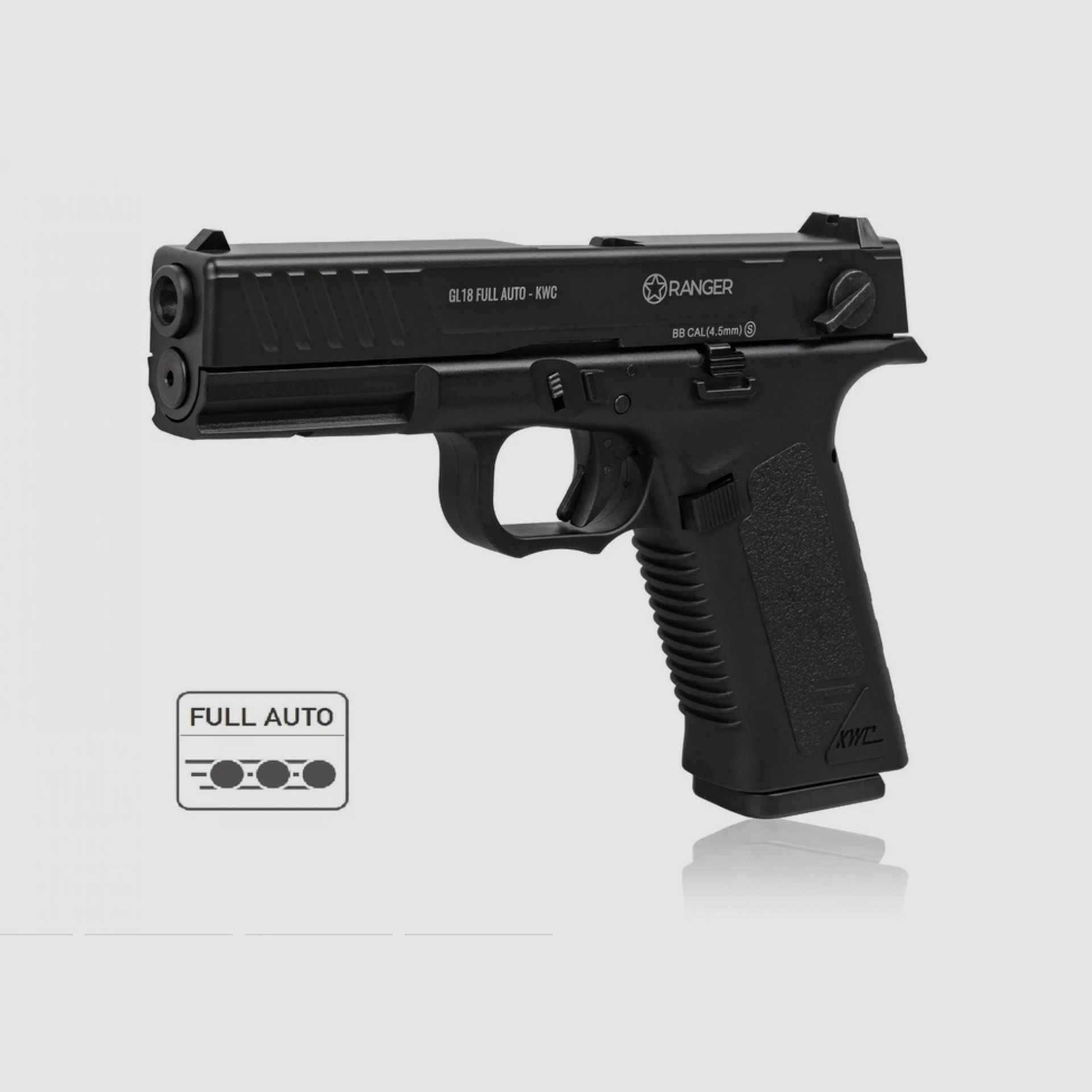 Pistola de aire comprimido RANGER GL18 FULL AUTO BLOWBACK cal. 4,5 mm BB, 18 disparos, KWC, imagen 1 de 6