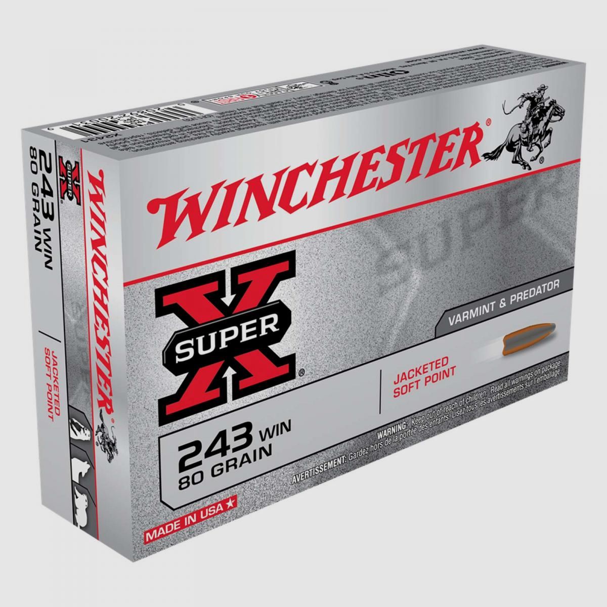 Winchester Super-X .243 Win. 80GR JSP 20 cartouches
