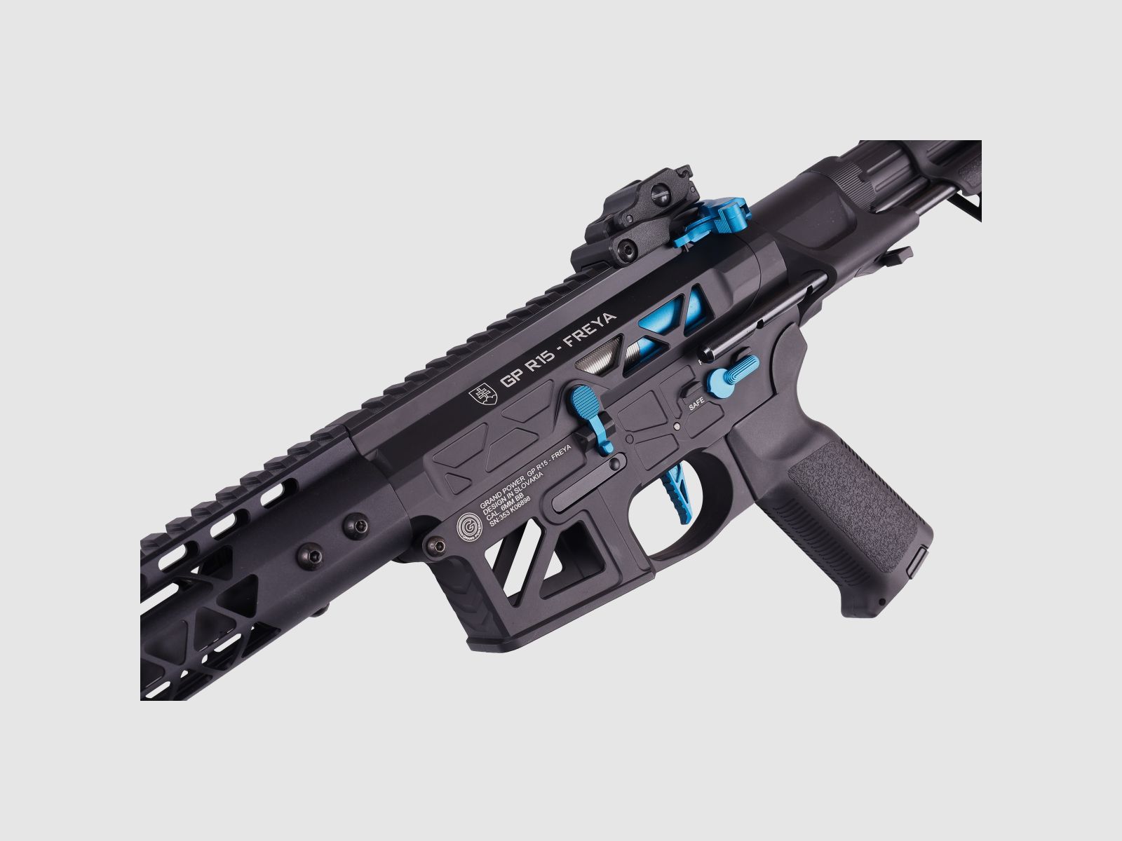 GP R15 FREYA ALPHA Full Skeleton PDW 13" gen.2 M-LOK Czarny/Niebieski S-AEG Wolny od 18 lat -F- | Delta Armory
