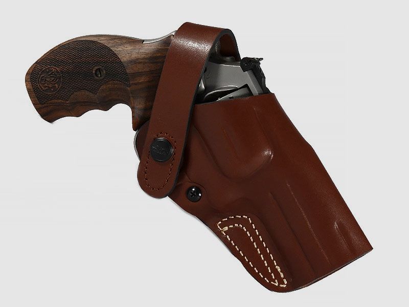 FALCO Holster de revolver, cuir marron MAIN DROITE, pour S&W Security Special 4" (cadre S&W K+L jusqu'à 4,25" de canon)