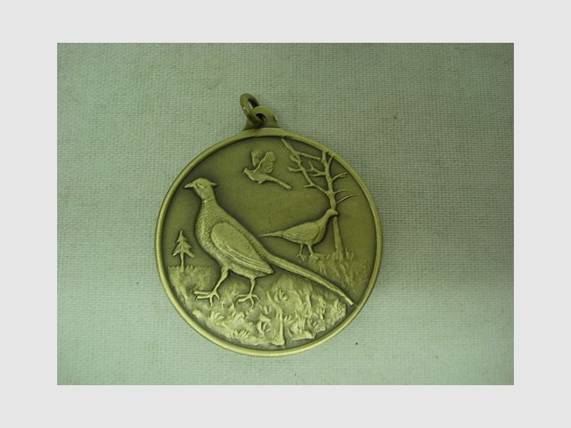 Jachtmedaille fazant-brons - 40 mm, ring en oogje