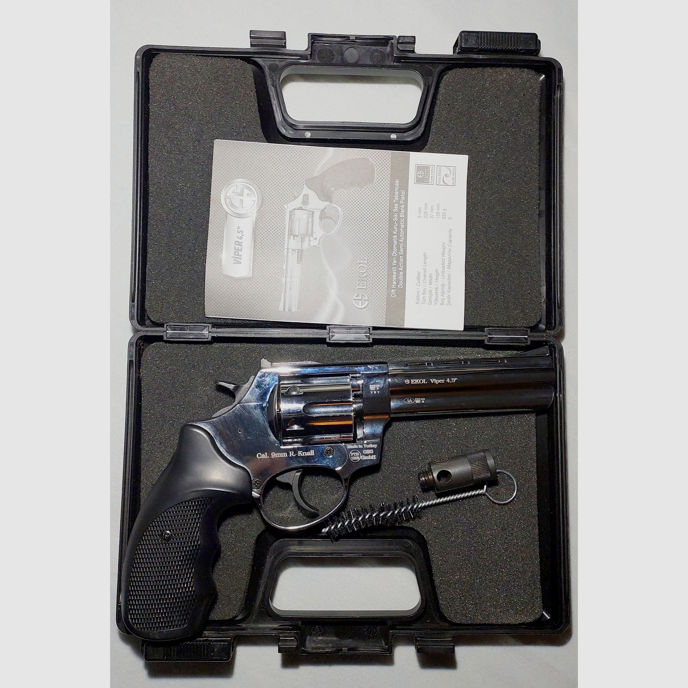 Ekol Viper 4,5 Zoll Schreckschuss Revolver Chrom 9 mm R.K. (PTB 1003) wie neu!