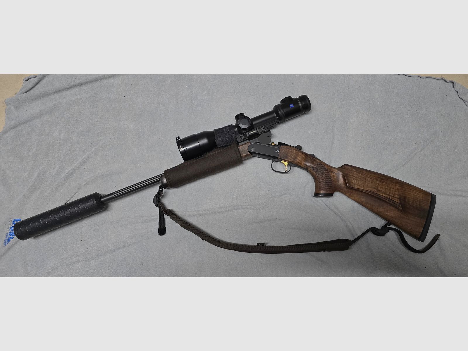 Merkel K5 Extrem with ZEISS V8 1.8-14x50 riflescope with rail and VANWARD Hunter PRO, overbarrel titanium suppressor for caliber .30
