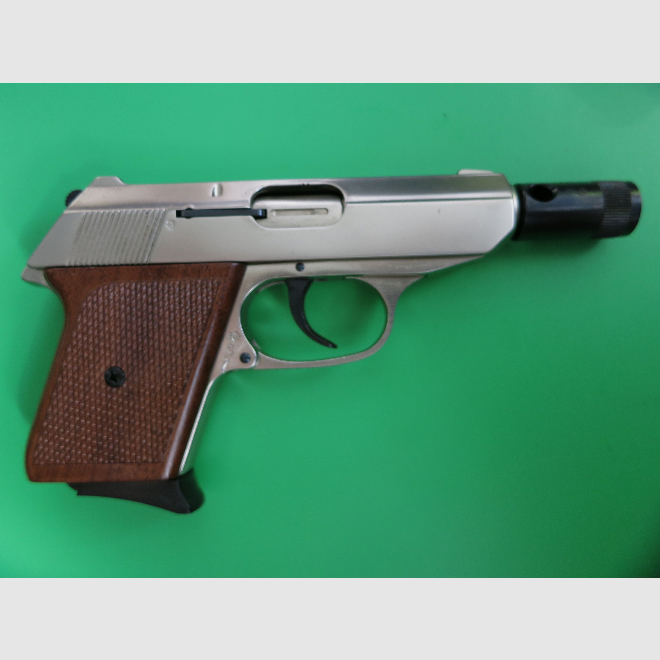 Gas- Signalpistole Röhm, Modell RG 9 vernickelten Version, Walther PPK, 8 mm Knall, PTB 413, wie neu!      #7