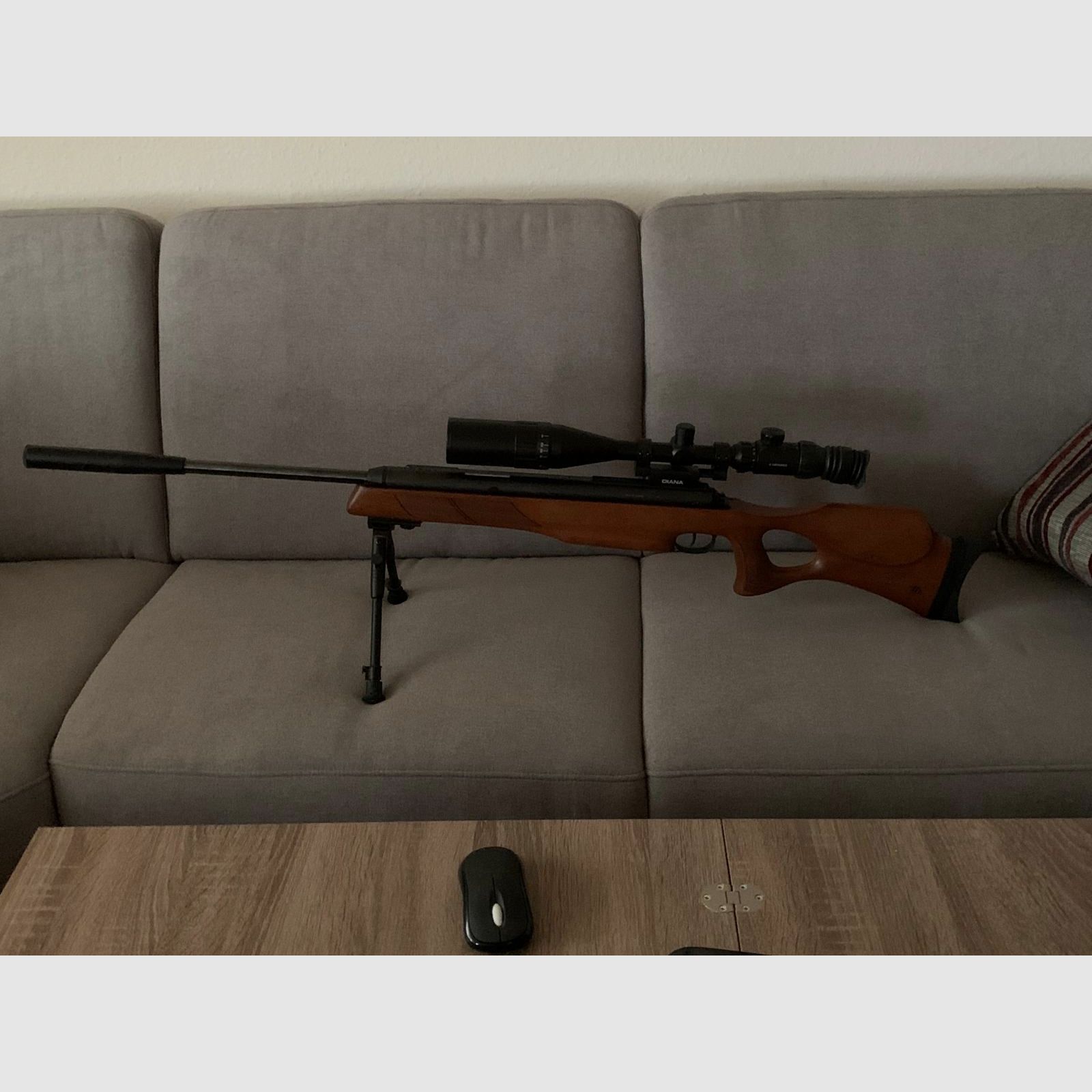 Diana 56 TH sidelever air rifle free from 18 with F in pentagon, with scope and suppressor