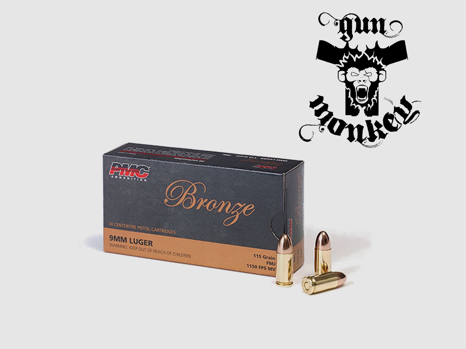 PMC Bronze Pistol Ammunition cal. 9x19mm 7.5g/115gr FMJ 1150FPS (1 pack = 50 pcs)