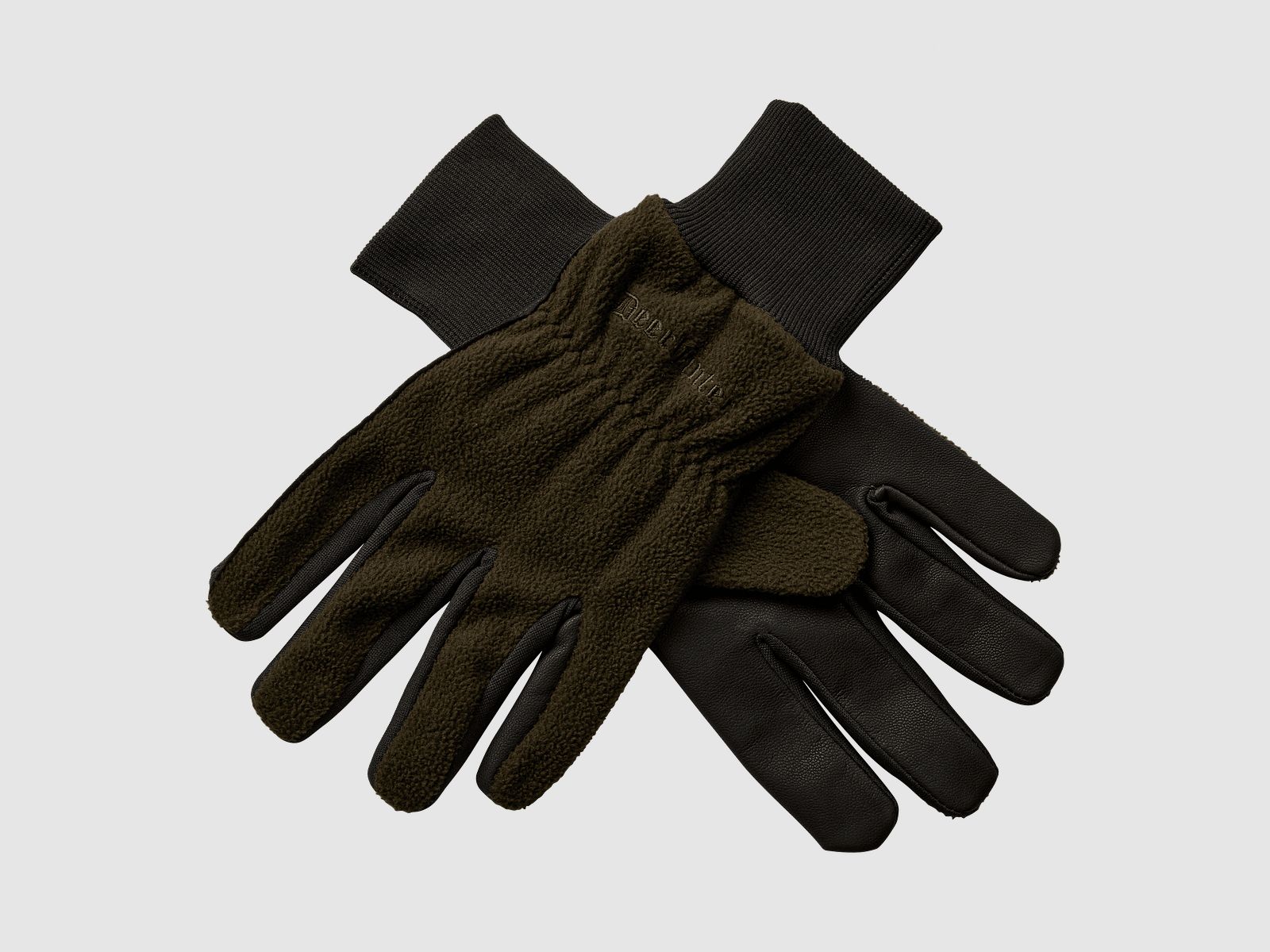 Deerhunter Fleece Gloves w. Leather Art Green XL