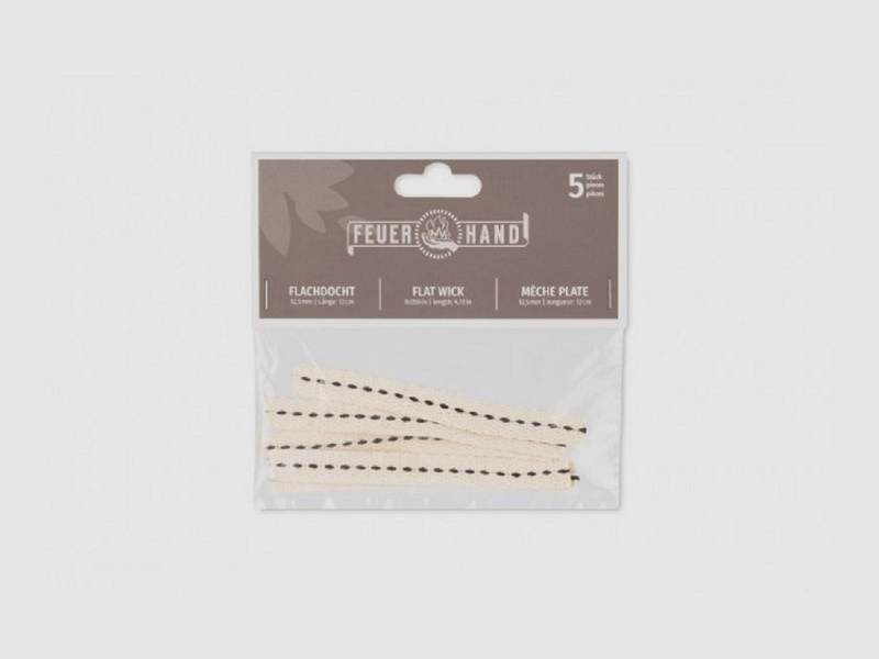 Feuerhand Flachdocht 5er-Pack 12,5mmx12cm Jagdzubehör