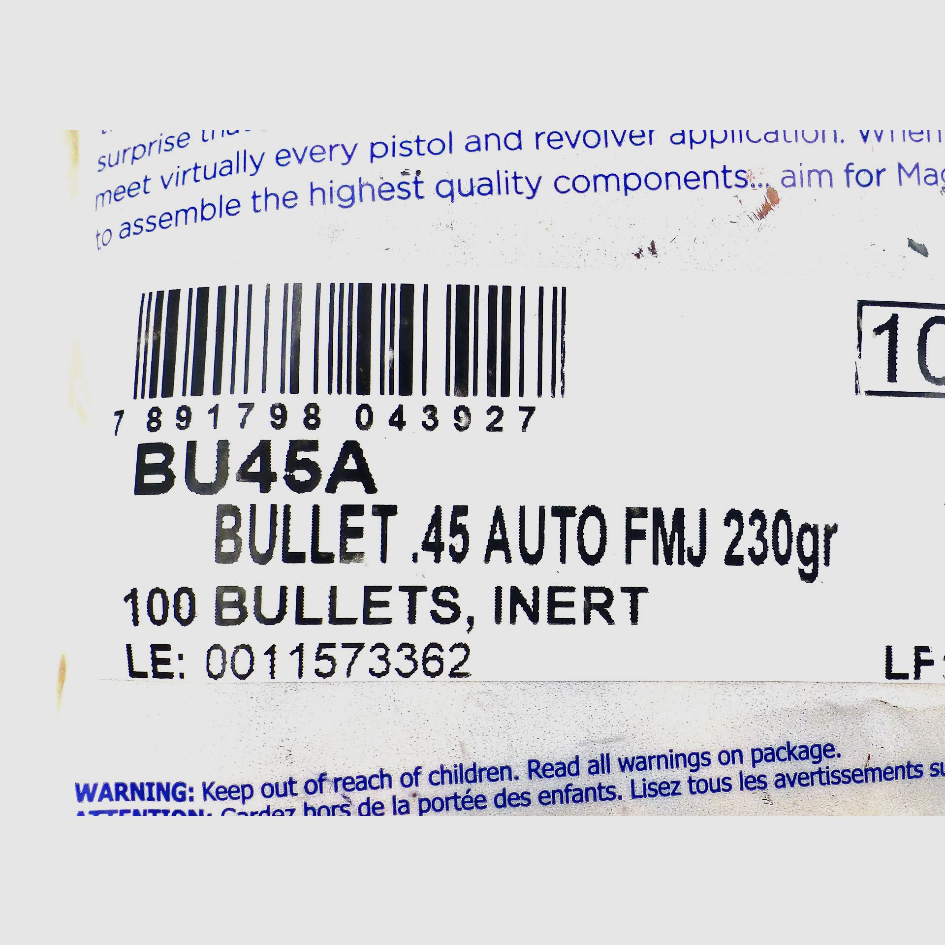 Projectiles MAGTECH .451, 230gn FMJ (45ACP), image 2 sur 2