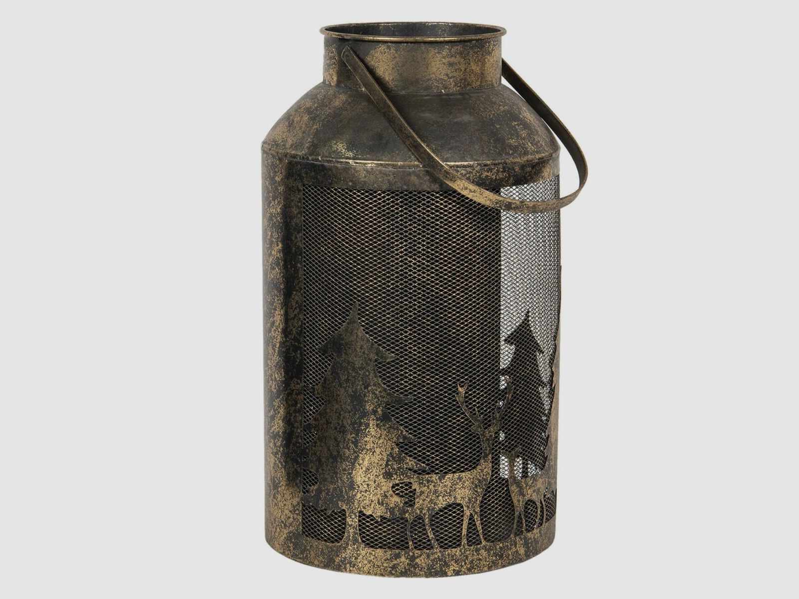 Decorazione Lovergreen motivo brocca di latte come lanterna famiglia di cervi colore rame - metallo