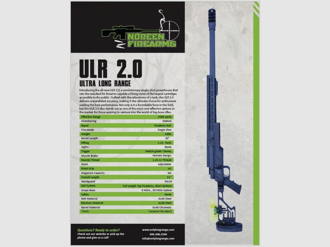 Noreen ULR 2.0 .50 BMG 30" Einzellader Repetierbüchse, Schwarz, Bild 3 von 3