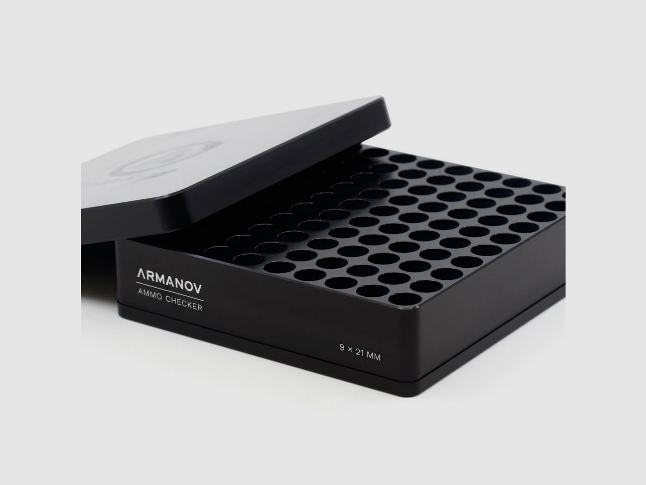 ARMANOV Gauge Box met Flip Top – 100 Patronen – 9×21 – Zwart, afbeelding 2 van 2