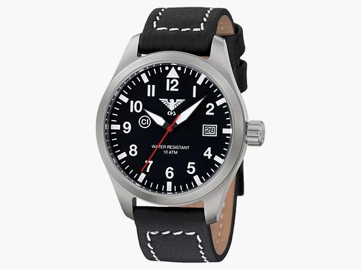 KHS Uhr KHS Airleader Steel mit Büffellederband schwarz