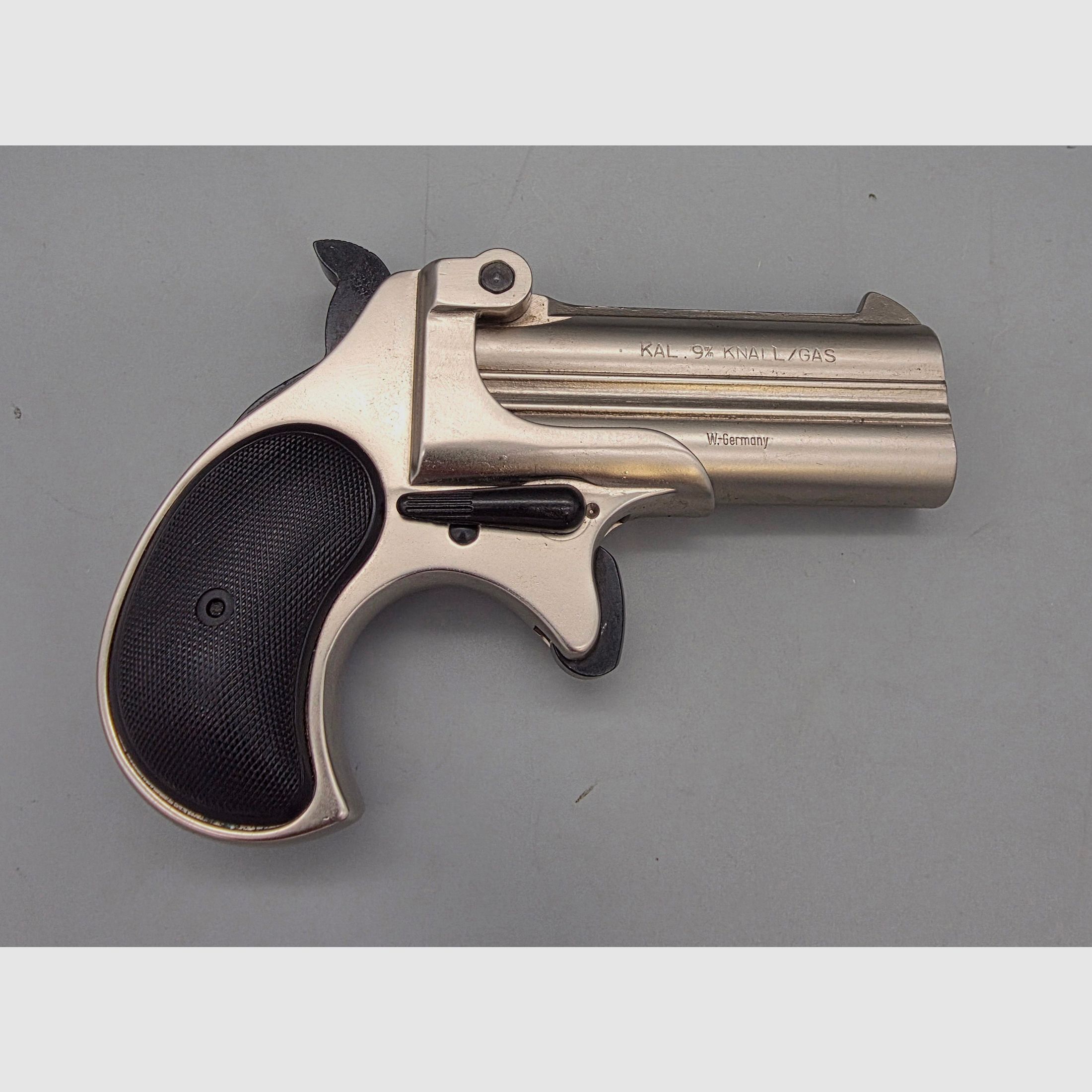 Im Bestzustand in OVP und Pyrobecher Noris Twi Nine Twinny Derringer mit alter Sammler PTB 276 im Cal. 9mm Knall