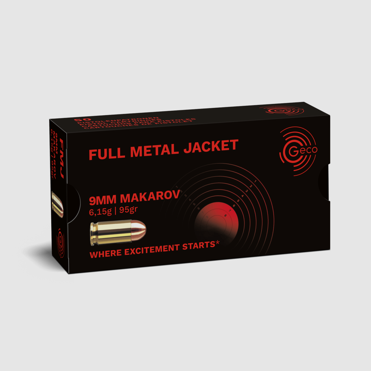 Amunicja GECO kal. 9x18 Makarov FMJ 95 gr / 6,15g
