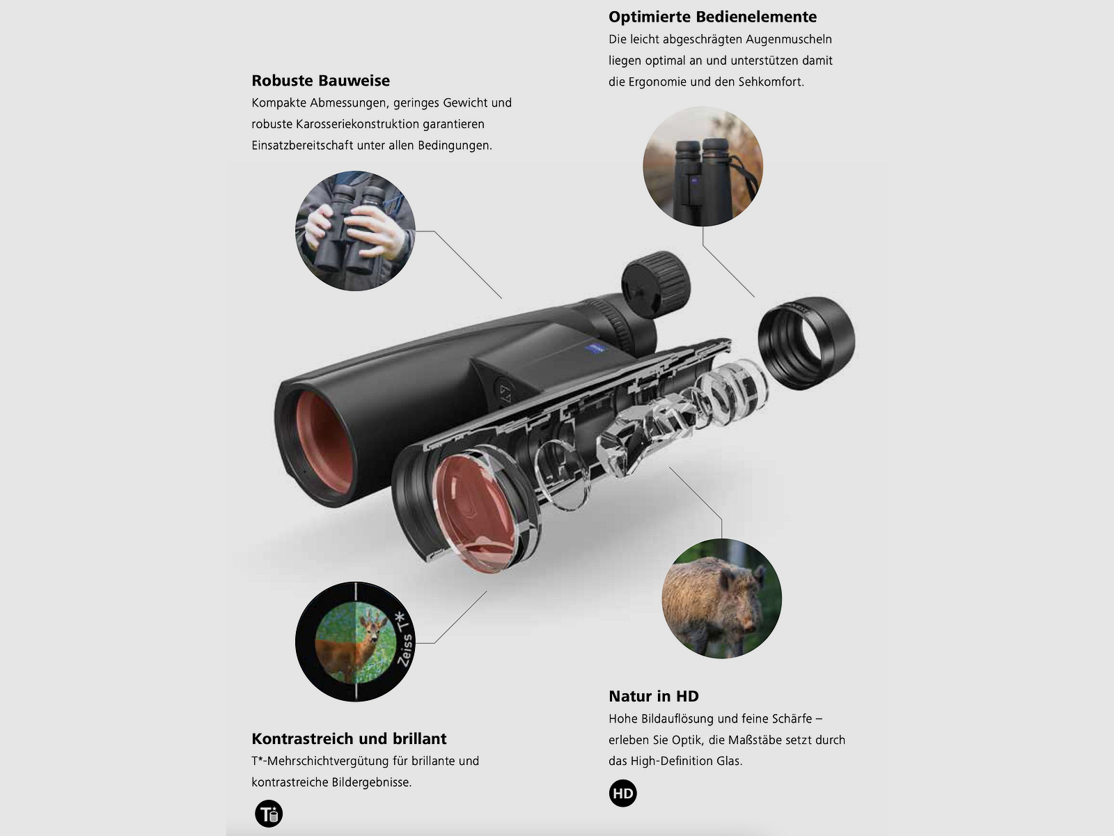 ZEISS Conquest HD 8x56 binocolo con tracolla, borsa e adattatore per treppiede