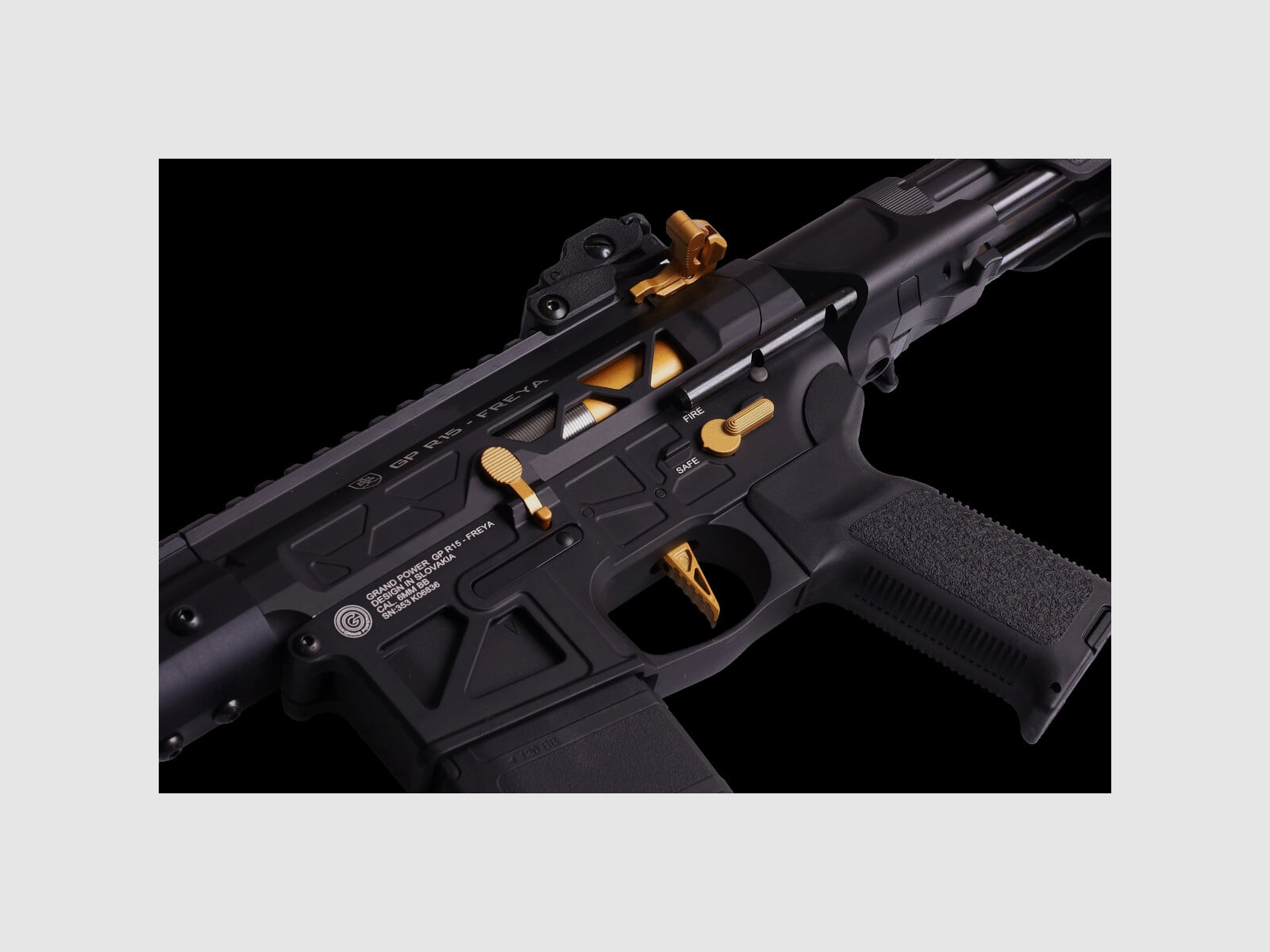 GP R15 FREYA ALPHA Full Skeleton PDW 13" gen.2 M-LOK Czarny/Złoty S-AEG Wolne od 18 lat -F- | Delta Armory