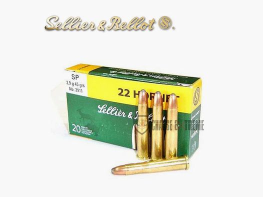 20 Cartouches S&B cal.22 Hornet 45gr SP
