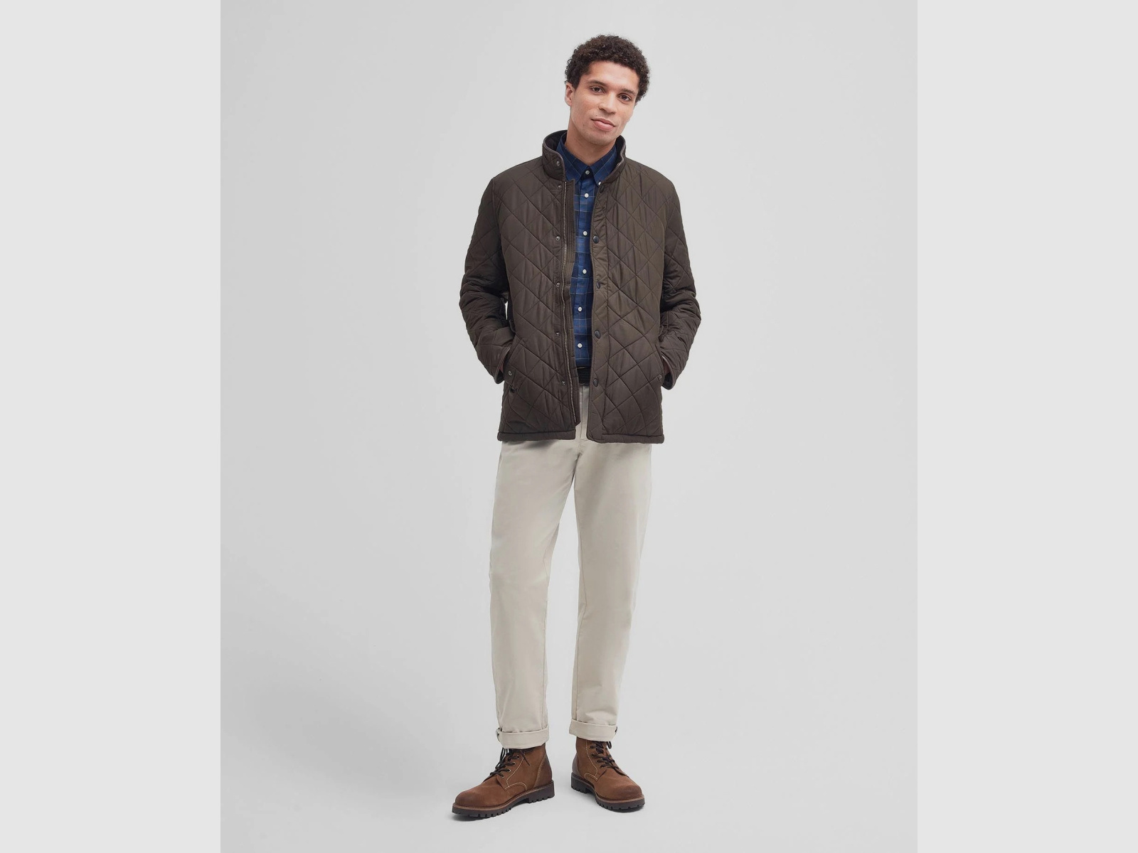 BARBOUR quilted jacket Powell Olive