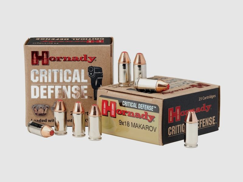 Hornady Critical Defense 9x18 Makarov 90GR FTX 25 cartridges