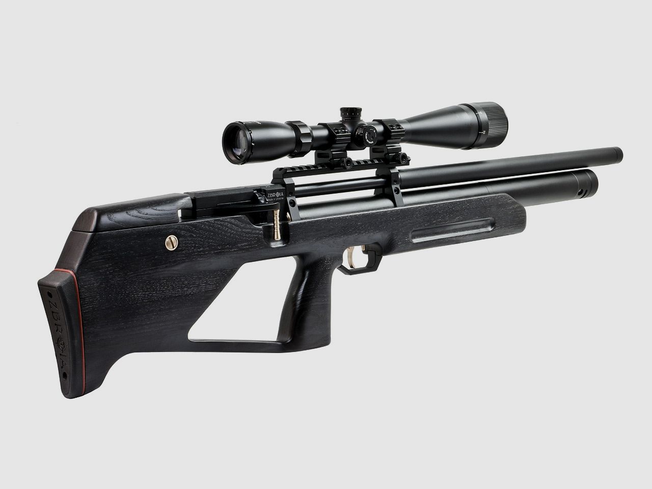 Bullpup Pressluftgewehr Zbroia Kozak mit integriertem SchalldĂ¤mpfer Holzschaft schwarz Kaliber 4,5 mm (P18)