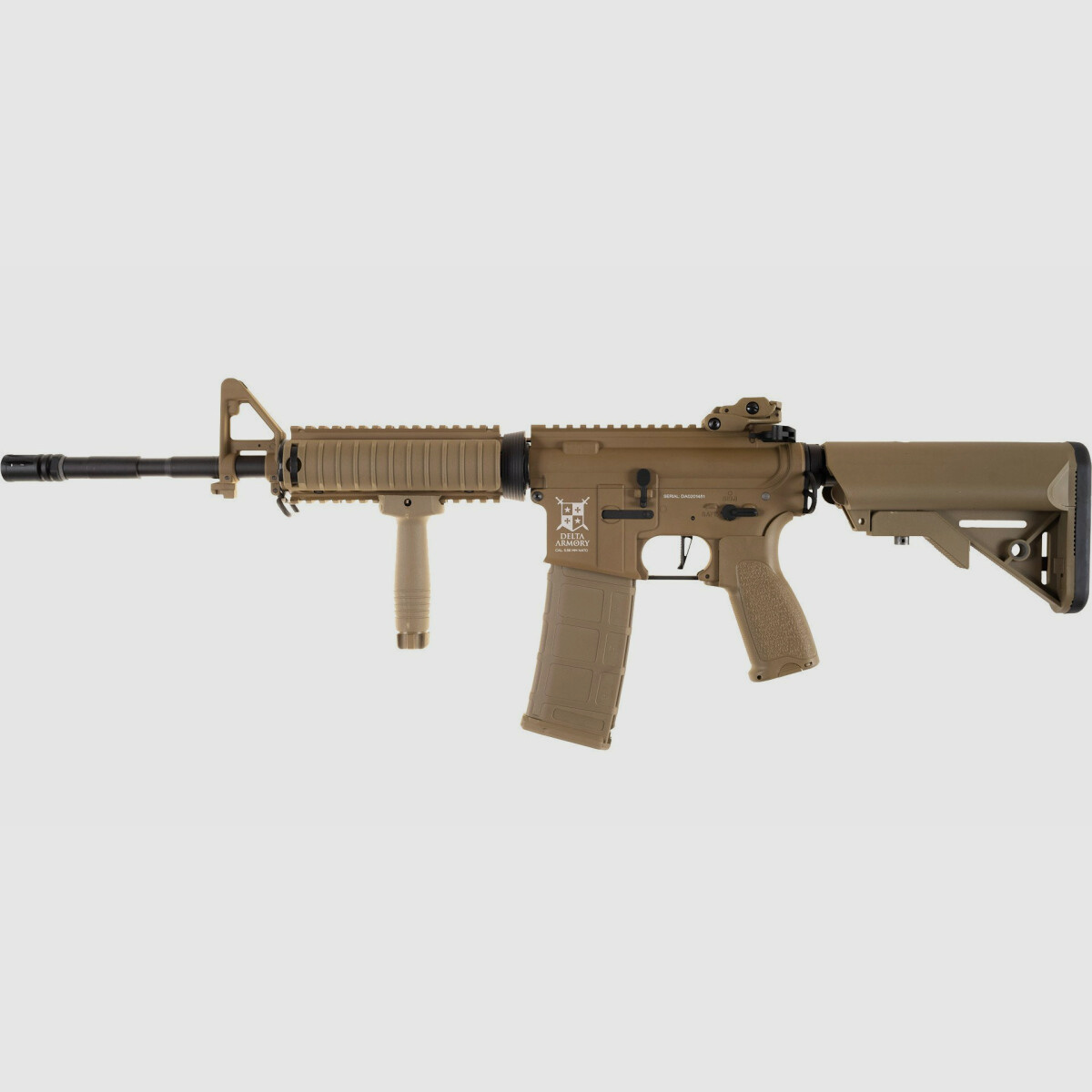 AR15 RIS ALPHA Full Metal in Tan S-AEG Airsoft free from 18 years - Delta Armory