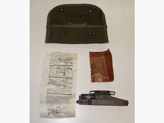 M1 Garand grenade sight with instructions, mounting materials, and bag