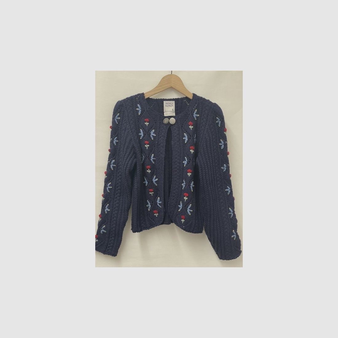 Michaela Buerger Johanna Handknitted Merino Wool Cardigan — Dark Blue