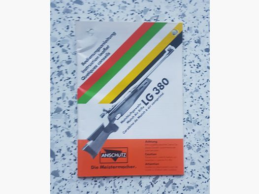 Anschütz LG 380   Beschreibung Bedienungsanleitung Luftpistole Luftgewehr KK Gewehr Co2 Pistole siehe Beschreibung. Preis ab