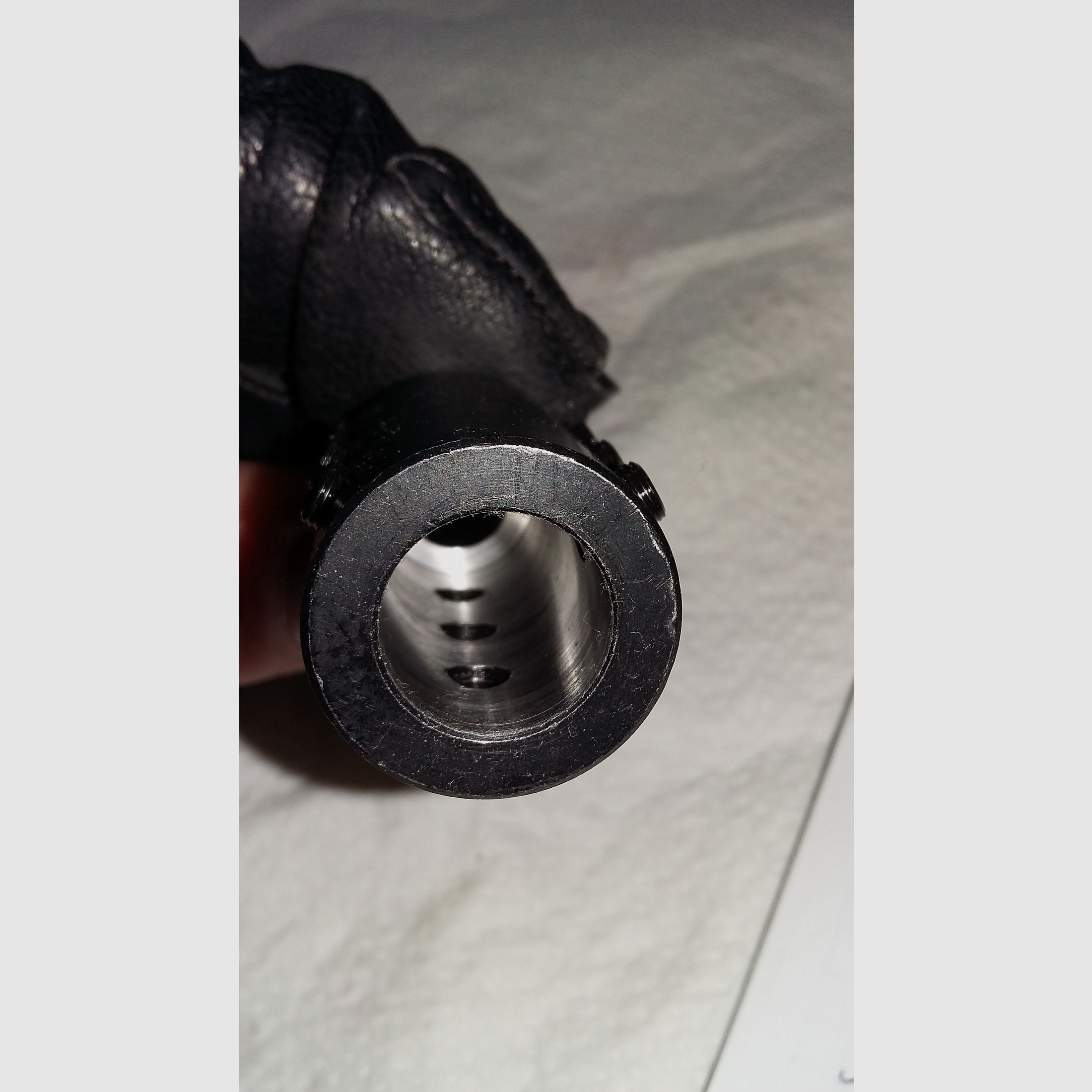 Stahl 14mm links Gewinde Adapter von Waffen Naunin für Läufe ohne Gewinde. Innendurchmesser: 14,5mm.