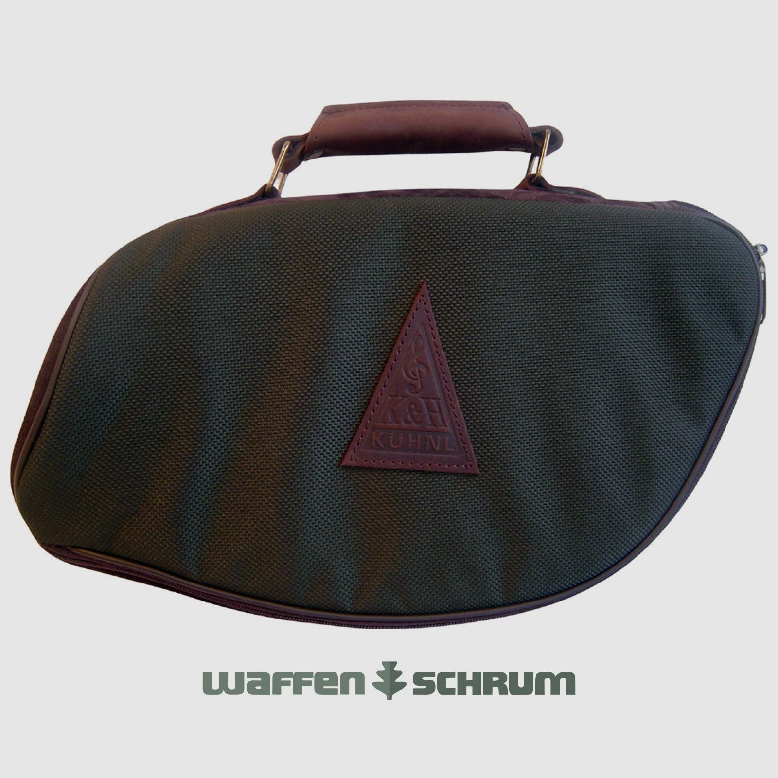 Kühnl&Hoyer Plesshorn-Tasche grün / gefüttert mit Lederapplikation u. Ledergriff